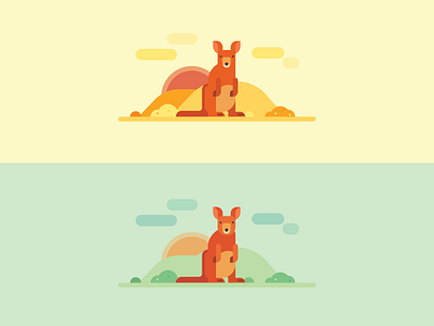 Kangaroo Outback Illustration flat illustration flat illustrations kangaroo scene vector