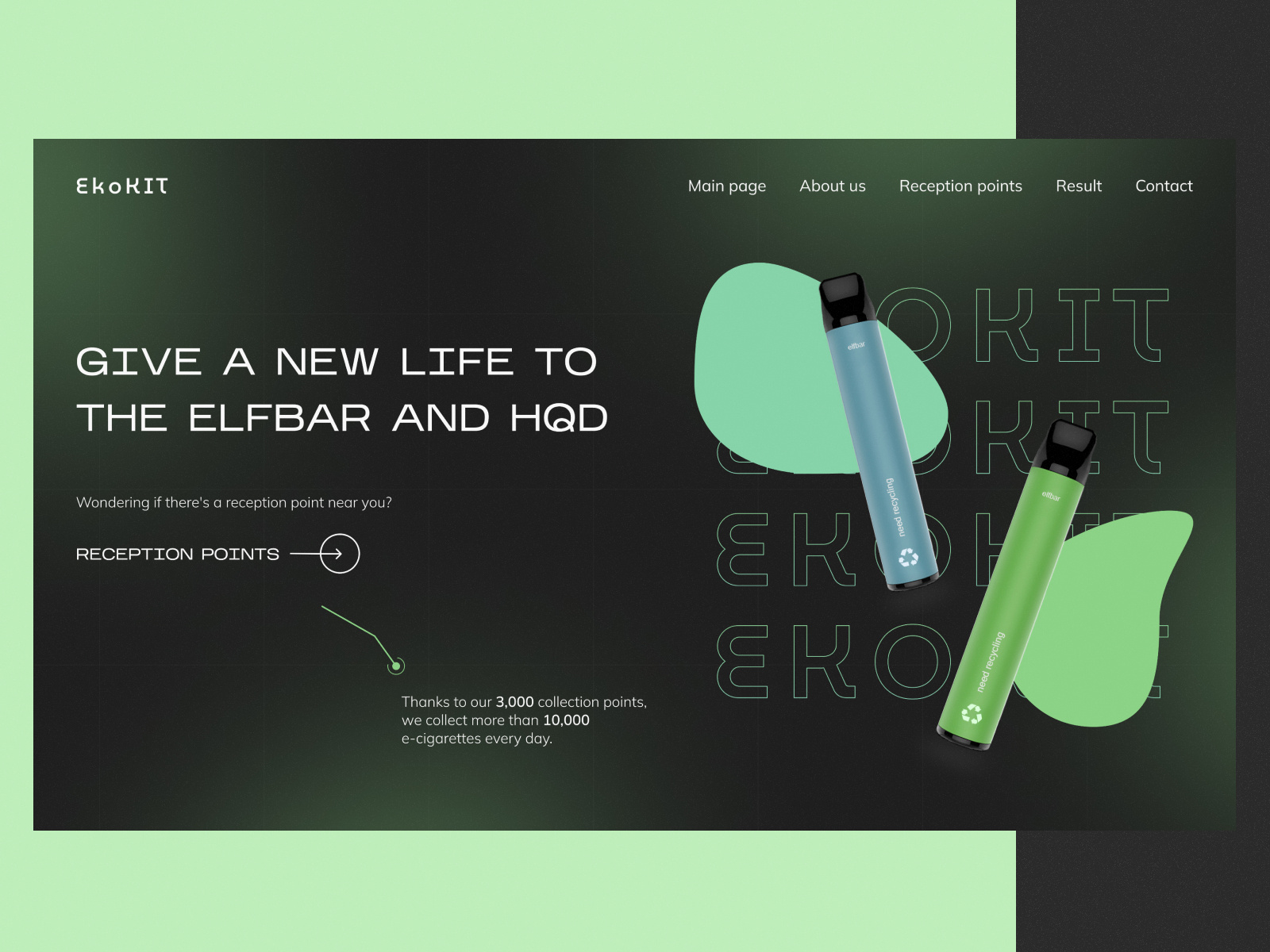Ecigarettes recycling landing page by Ludmila Stolyarova on Dribbble