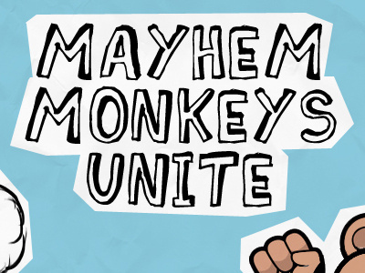 Mayhem Monkeys Unite! hand drawn mayhem mma monkey paper