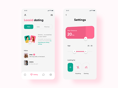 Loosid Dating app dating app design illustration inteface ios ios app minimalistic ui uidesign