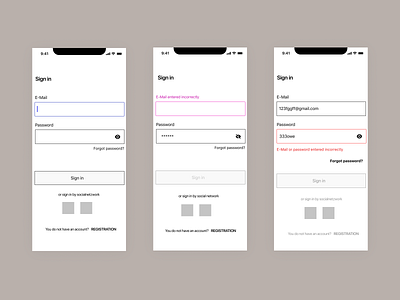 Sign in - Wireframes design ios mobile signin ux
