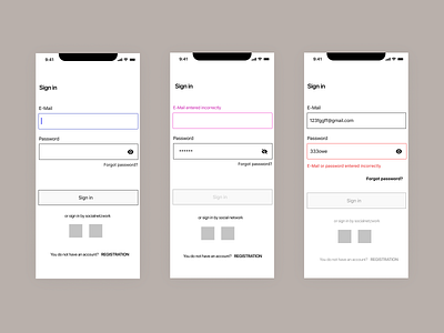 Sign in - Wireframes