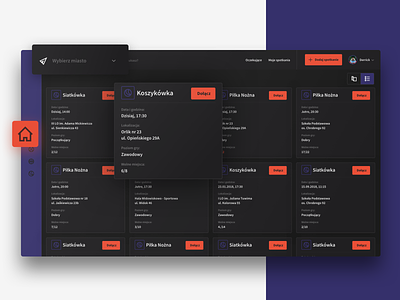 Sport Host Dark Mode app black dark darkmode dashboard ui ux web webdesign