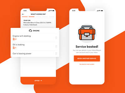 Dribbble Instant Repairs app booking clean illustration interface ios iphone x mobile orange ui ux