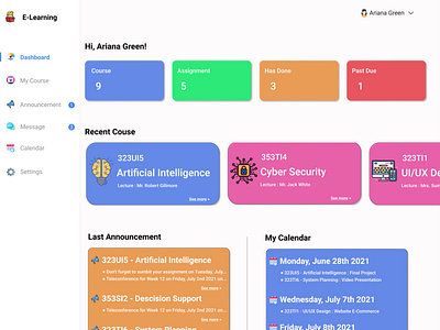 E-Learning Dashboard