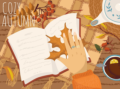 Autumn season mood illustration autumn autumn collection autumn leaves concept fall graphic design graphics hand drawn illustration mood poster reading season vector illustration vectorgraphics.io