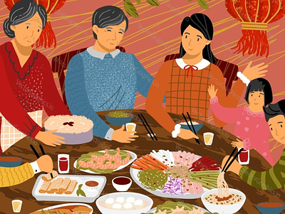 Chinese family dinner china chinese chinese culture chinese food chinese new year dinner family food illustration lunch people vector illustration vectorgraphics vectorgraphics.io