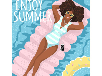 Enjoy summer beach illustration summer swimming pool vacation vector illustration vectorgraphics vectorgraphics.io woman
