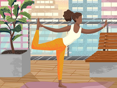 Yoga exercise. Hand drawn illustration.