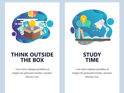 Think outside the box. Mobile onboarding screens. design mobile mobile app mobile design mobile ui onboarding screen online education smartphone studying ui ux vector vector illustration vectorgraphics.io