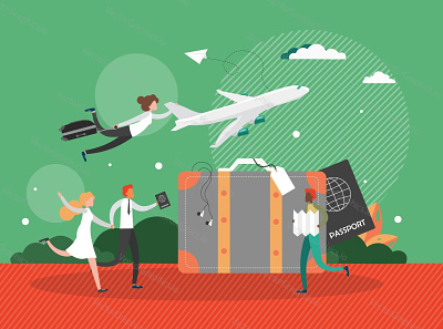 Rush to travel airplane concept illustration travel vector illustration vectorgraphics.io