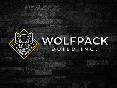 WOLFPACK BUILD INC. (Minimalist 3D Mock-up Logo Design) branding design illustration illustrator logo logo design typography ui ux vector