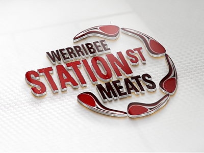 WERRIBEE STATIONst MEATS (Unique 3D Logo Mockup Design) branding design graphic design illustration illustrator logo logo design ui ux vector