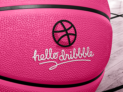 Hello Dribbble basketball cool court dribbble hello logo logotype nba pink script swash typography