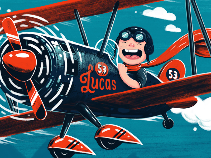 Flying High (Detail) red blue photoshop illustration plane