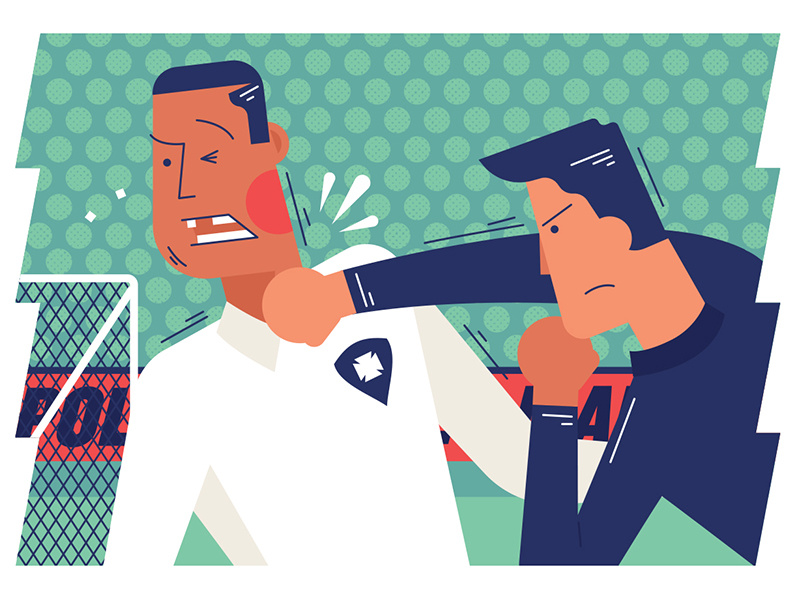Pelea! Spot Illustration football editorial vector illustration