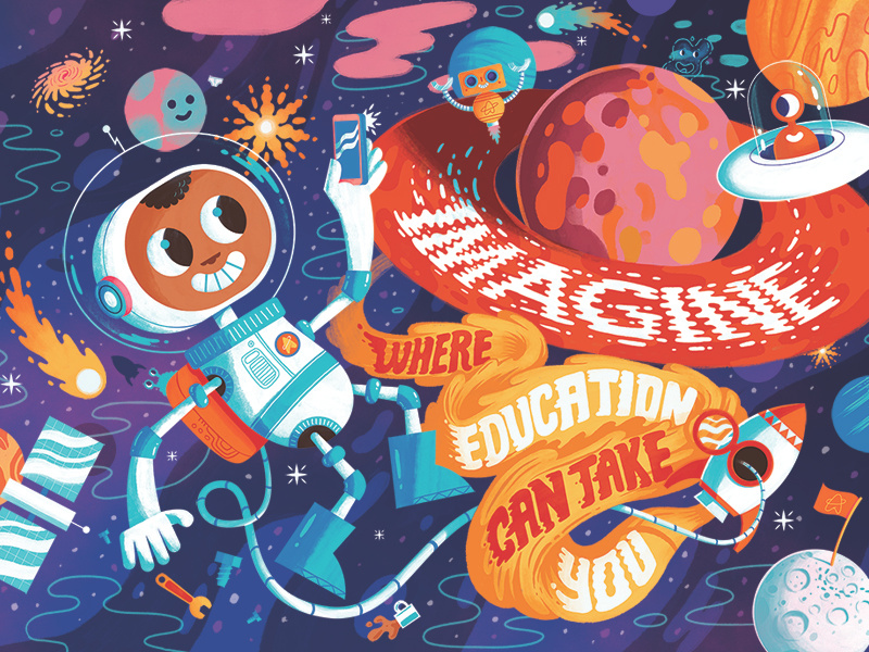 Imagine where education can take you character design fun space colors photoshop kidlit illustration