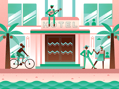 Art Deco Hotel african architecture art deco character characters design illustration pattern poster vector vector illustration