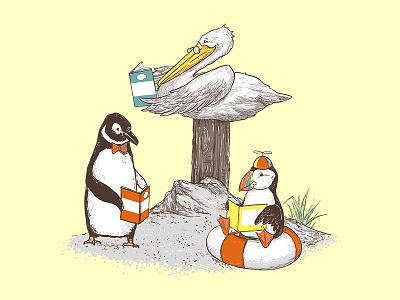 Birds of Literacy bird book books illustration nature pelican penguin publishing puffin read reading