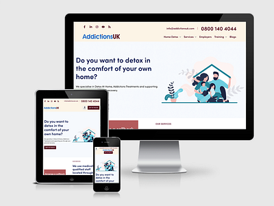 AddictionsUK charity bespoke web design and development addiction adobe xd charity gutenberg theme web design wordpress