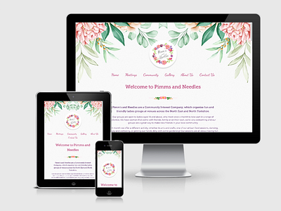 Pimms and Needles CIC bespoke web design and development adobe xd art club craft floral flowers gutenberg web design women wordpress