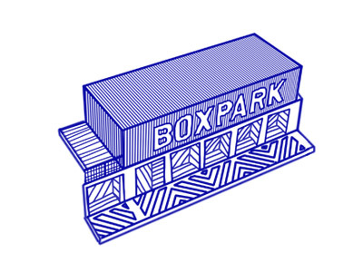 Boxpark Shoreditch #1 blue boxpark graphic illustration lines london opening popup shoreditch store
