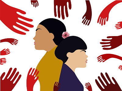 Women Harassment design dribbble elements hands harassment illustration prakashkamaraj red violence women women harassment