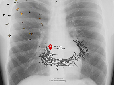 He(art) - Surrealism butterflies digital illustration navigationicon photomanipulation photoshop prakashkamaraj surrealism thorns xray