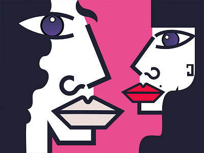Men & Women abstract bigeyes colors dribbble experiment flat illustration lips men women