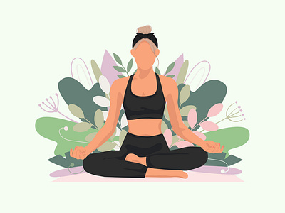 girl doing yoga. lotus position branding design illustration vector
