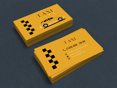 Business card for a taxi service with a retro car app branding design icon illustration logo typography vector