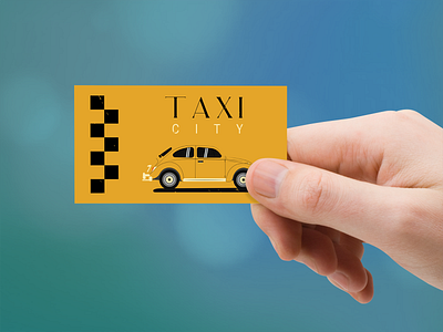 Business card for a taxi service with a retro car