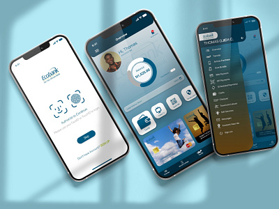 Bank Mobile App app bank app banking banking app branding design faceid fingerprint icon ios ios app design login page profile page template ui ux