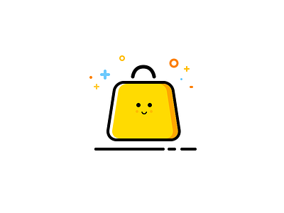 Happy Shopping Bag color cute design icon illustration mbe vector visual yellow