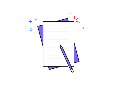 Pencil and Paper - Under 10 mins art clean design dribbble flat flat design fun illustration paper pencil purple voilet