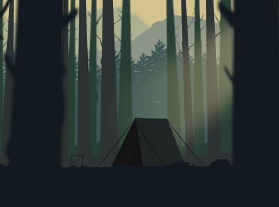 Solo Camping artwork digital art digital illustration forest illustration graphic design illustration illustrator landscape vector vector art vector illustration