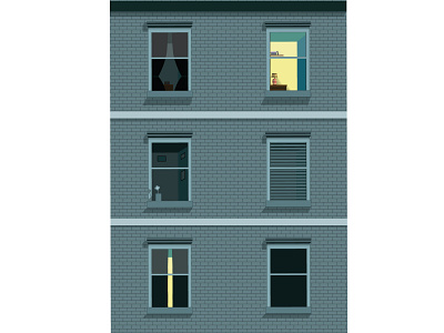 Windows apartment digital art digital illustration house illustration illustrator night illustration windows