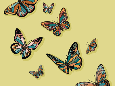 Butterflies cover artwork design drawing illustration