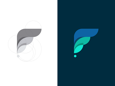 Fottom brand color f generatrix grayscale icon identity logo vector