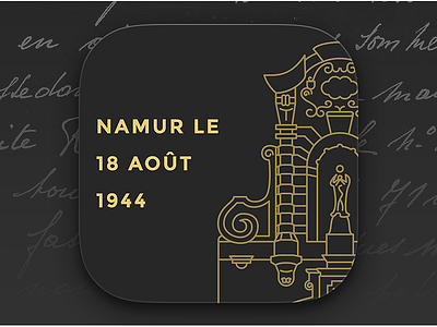 Namur, le 18 août 1944 — Shortcut Icon app architecture belgium gold icon ios namur outline safari script shortcut typography