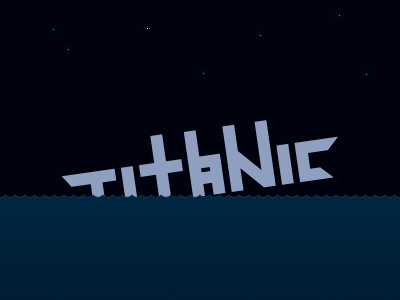 100th anniversary of Titanic sinking blue dark night sea titanic typo typography water waves