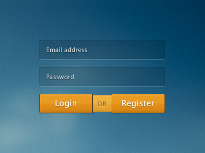 Rebound: login or register button form login orange rebound register ui