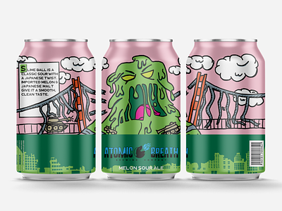 Atomic Breath Brewing Slime Ball Sour Ale beer can craft beer illustration kaiju logo monster packaging design