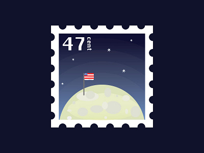 Moon Stamp blue drawing flag illustration mail moon space stamp stars vector