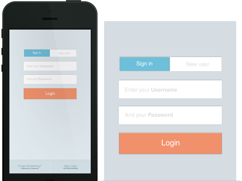 Login for an iPhone App by Nijil David on Dribbble