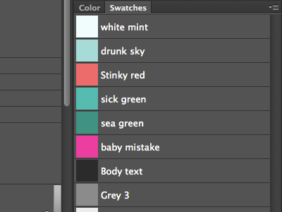 Naming colors colors ginja photoshop swatch