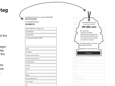 Hang tag wireframe dubizzle ux wireframe