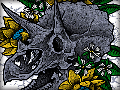 Triceratops Demo Illo design dinosaur drawing illustration print-making shading vector