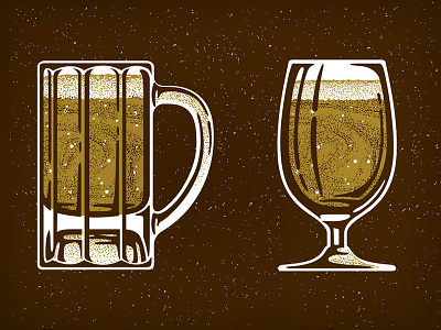 Beer Glasses beer design illustration print-making vector