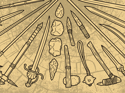 Sharp Things Through History illustration sharp things